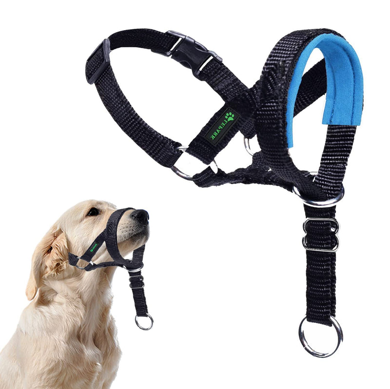 Dog Halter with Seat Belt Head Harness for Dogs to Stop Pulling, Adjustable and Easy to Control (L, Blue) L - PawsPlanet Australia