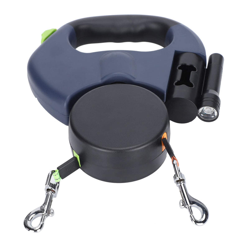 Jiawu Double Retractable Dog Lead, Heavy Duty, 3M Flexible Retractable Dog Lead Double Lead for Two Dogs with LED Light and Bin Box for Small and Medium Dogs, No Tangle - PawsPlanet Australia