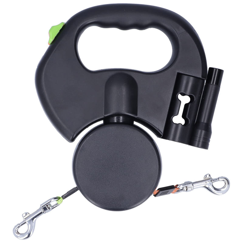 Nimoa Dog Leash, Automatic Dog Leash Retractable Double Dog Leash Dog Lead Pet Leash 1 Tow Rope 2 Retractable Double Dog Leash with Flashlight and Bag Dispenser - PawsPlanet Australia