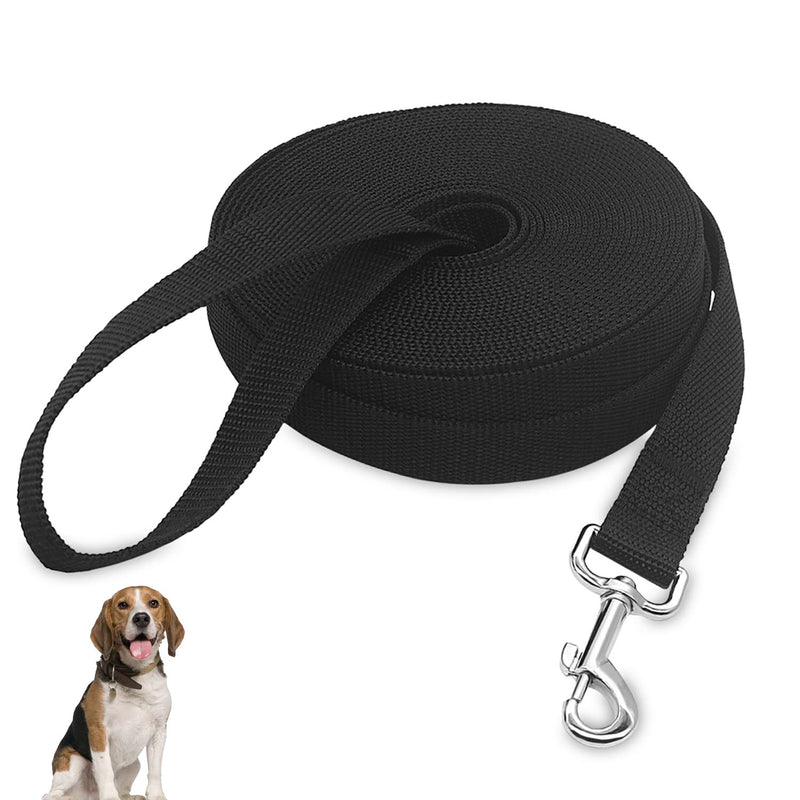 Towing leash for dogs, 10 m robust nylon dog leash, durable training leash with D-carabiner and hand strap for large, medium, small dogs, black - PawsPlanet Australia