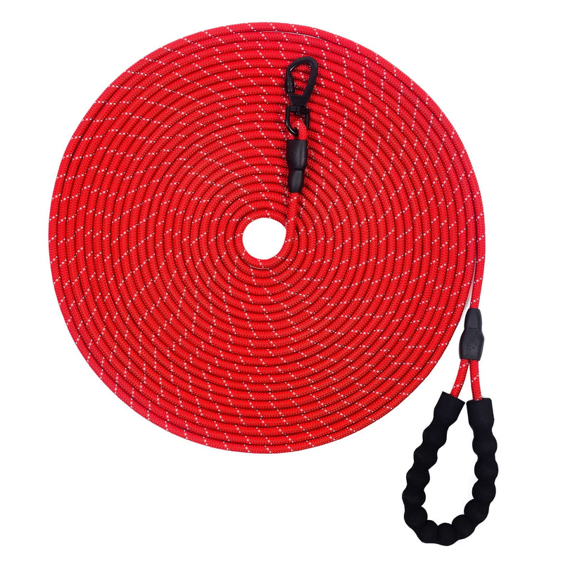 Tow leash training leash for dogs, 3/6/9/12/15M dog training leash, training leash for dog, reflective tow leash with padded handle. 6m red - PawsPlanet Australia