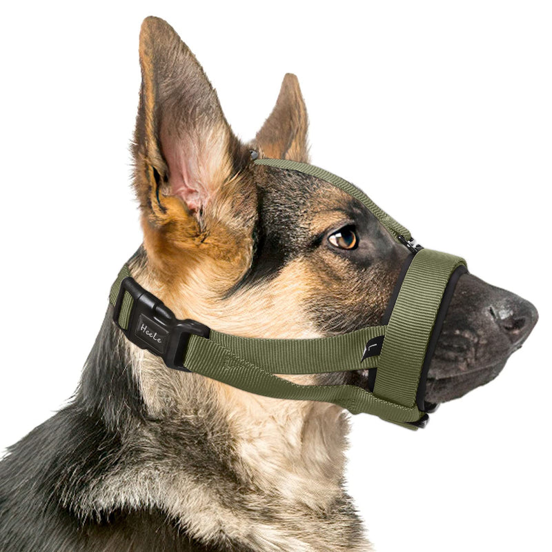 HEELE Muzzle for Dogs with Head Strap Dog Muzzle Soft Padded No More Rubbing Dog Muzzle Adjustable Loop Dog Muzzle Anti Chewing Muzzle for Large Medium Dogs, Green, MM (Pack of 1) Plain Green - PawsPlanet Australia