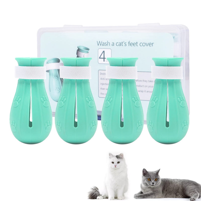 THJX Adjustable Cat Shoes Cat Anti-Scratch Boots Cat Nail Cover Paw Protector Silicone Suitable for Bathing, Grooming, Trimming and Grooming Other Pets (Pack of 4) - PawsPlanet Australia