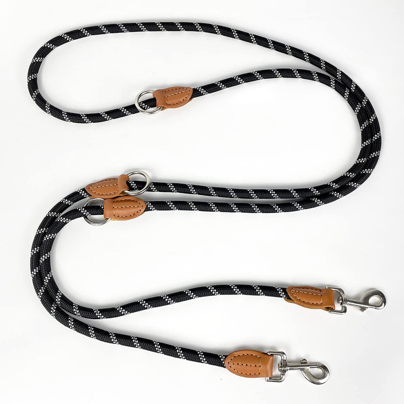 Trhillsbrad dog leash 3 m x 14 mm, adjustable dog leash, large medium dog, multifunctional leash, double leash, shoulder leash, robust, black 1.4 cm 2 - PawsPlanet Australia