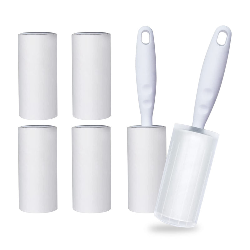 Oiamker lint roller 6 rolls with 2 dispensers 1 dust cover, extra sticky lint roller, lint roller animal hair, suitable for clothing, hair, cat hair, dog hair, 60 sheets/rolls - PawsPlanet Australia