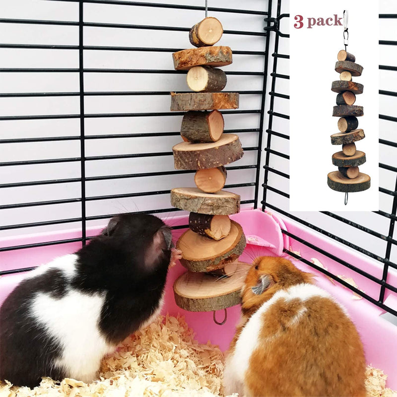 myiven Natural Organic Apple Wood Chew Toys, 3 Pack Small Animal Snack Toys Suitable for Rabbits, Guinea Pigs, Hamsters, Chinchilla, Teeth Grinding, - PawsPlanet Australia