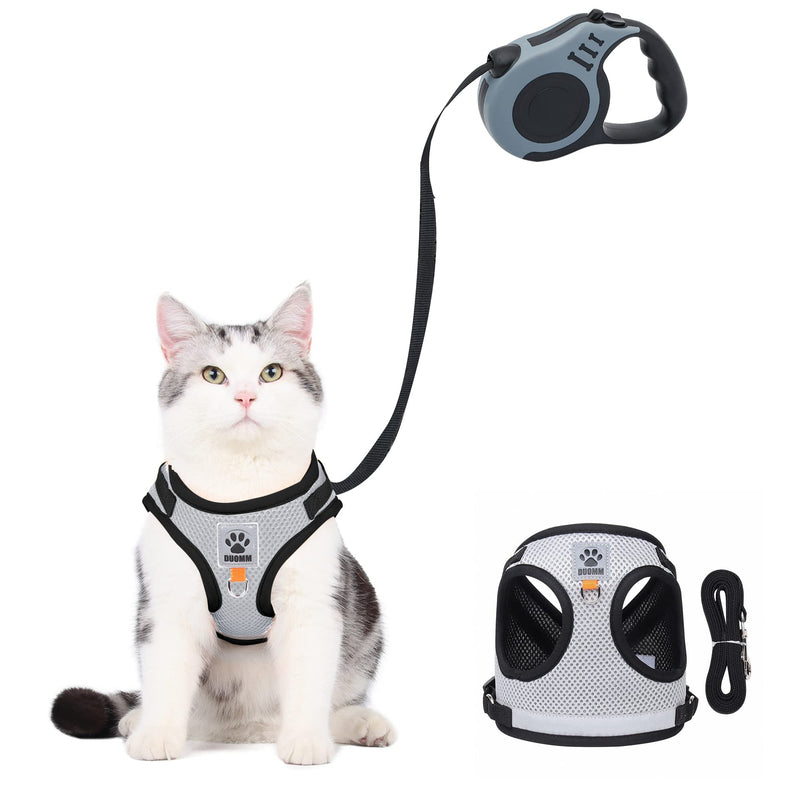 Cat harness set with leash, automatic cat harness for small dogs with 5 m/16.4 feet, cat leash, adjustable, escape-proof cat harness, escape-proof with leashes and night reflector (S) S - PawsPlanet Australia