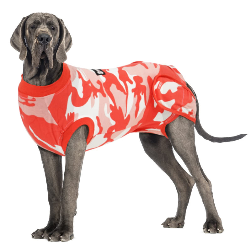 Vanansa Dog Post-Surgery Recovery Suit, Surgical Onesie for Dogs and Cats, Abdominal Wounds, E-Collar and Cone Replacement, Daily Pet Hygiene Recovery Suit XL Red/Camouflage - PawsPlanet Australia
