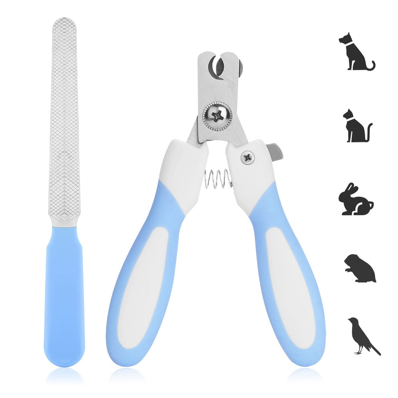 cobee dog nail clippers with nail file, stainless steel cat nail clippers, pet nail clippers suitable for puppies, kittens with safety clasp and protective guard to avoid overcutting (blue) Blue - PawsPlanet Australia