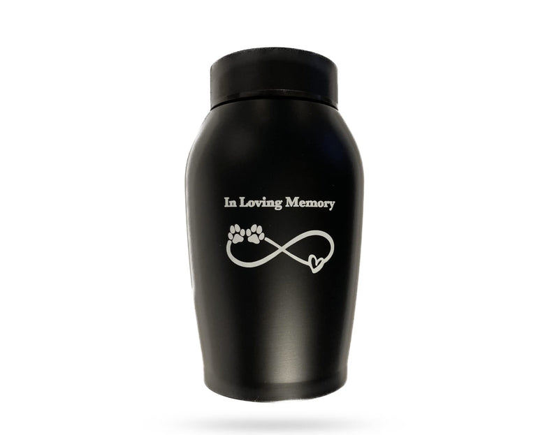 Petpets® Pet Urn/Memorial Urn 500ml In Loving Memory Dog, Cat, Black, Stainless Steel, Cremation, Memorial, Urn Grave Ashes, Keepsake - PawsPlanet Australia