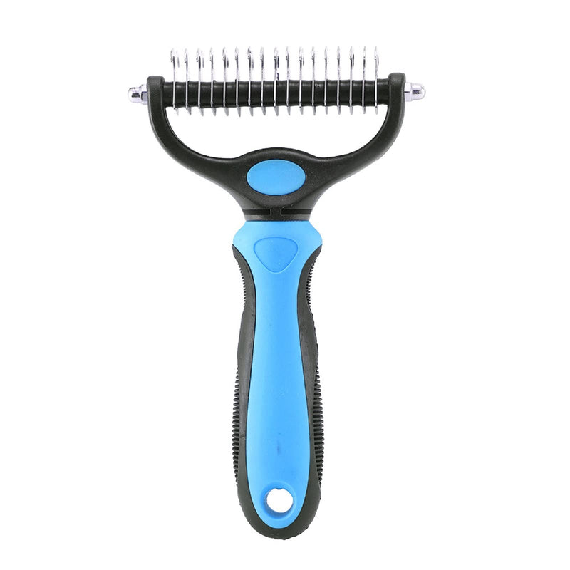 VENUSDALI dog brush and cat brush, 2 in 1 undercoat brush against matting and undercoat, fur brush for long-haired short-haired dogs, cats, undercoat brush and de-matting comb blue - PawsPlanet Australia