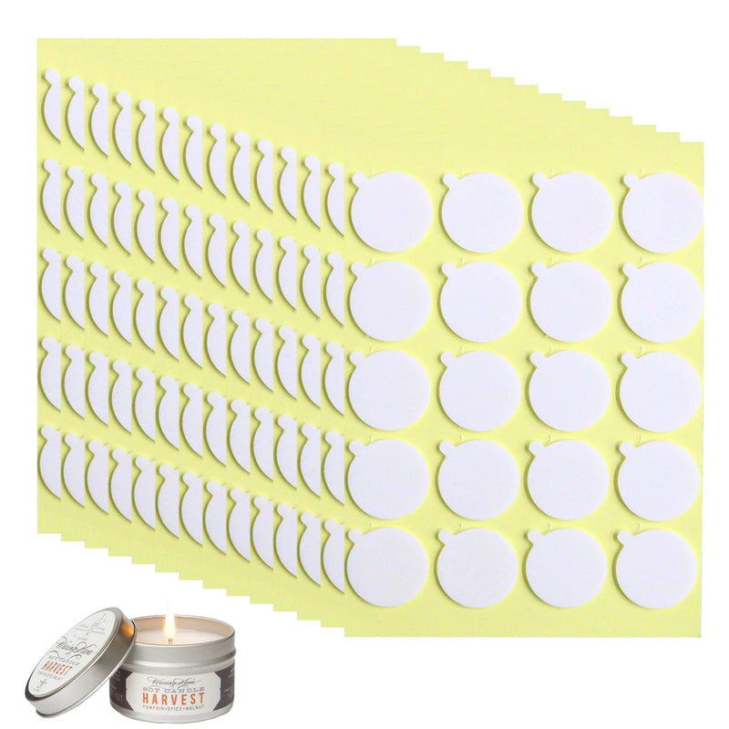 OWLKELA Pack of 280 wick stickers, candle wick stickers Φ 2 cm, stick firmly in hot wax, heat-resistant double-sided stickers with the small tail, 280 pieces - PawsPlanet Australia