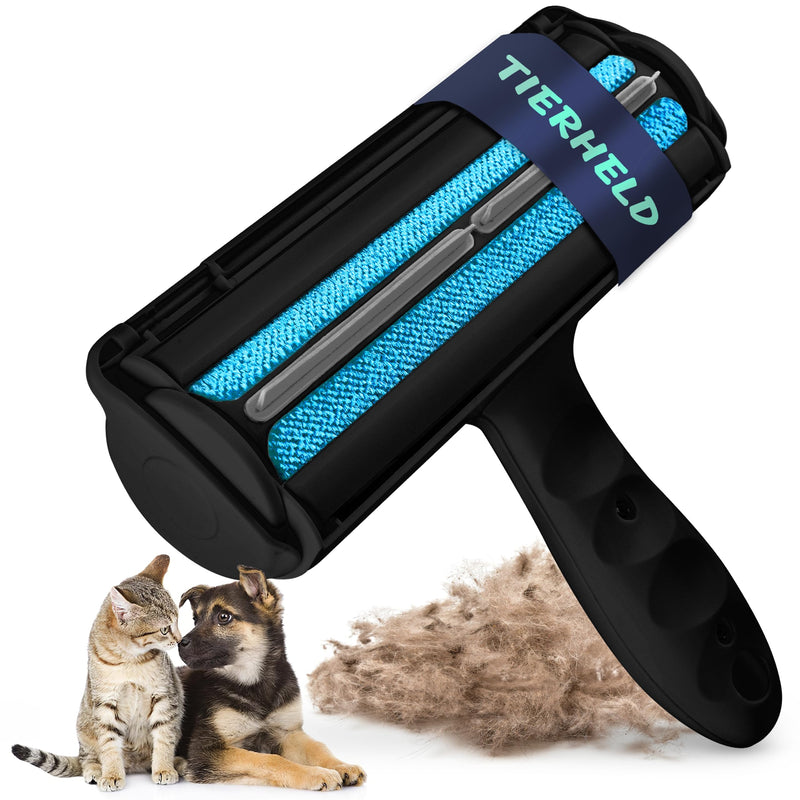 TIERHELD® animal hair remover for clothing, sofa, car - lint roller for animal hair, reusable - cat hair remover - remove dog hair - animal hair brush - lint brush for animal hair - Lint Roller Onyx Black - PawsPlanet Australia