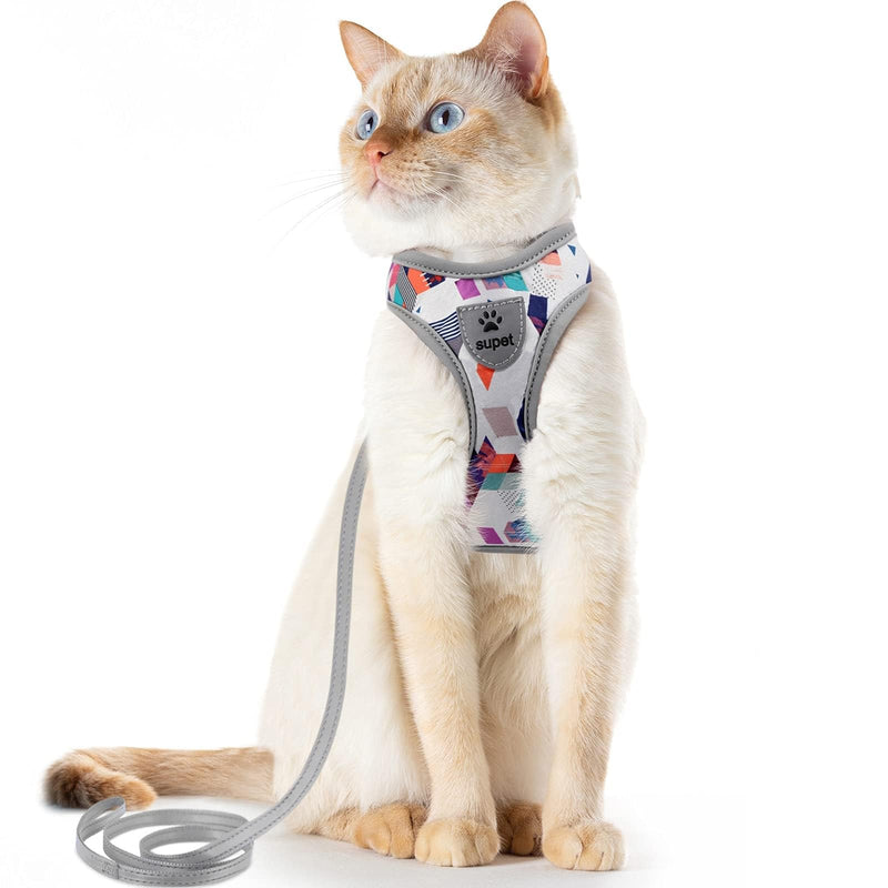 Supet Cat Harness and Leash Set Escape Proof Kitten Harness Adjustable Cat Vest Harness with Reflective Strips Universal Cat Leash and Harness for Cats/Puppies Gray SS (Chest 24 - 40 cm) - PawsPlanet Australia