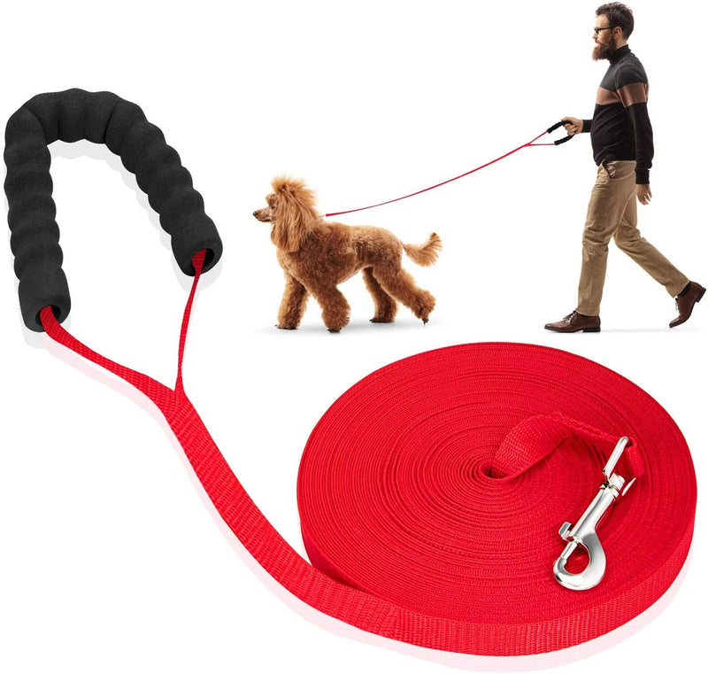 50m towing leash for dogs, Mainiusi dog leash with handle padding, running leash for dogs, cross-country skiing leash for large dogs, training leash for dogs, towing leash for large dogs, small dogs (50m, red) - PawsPlanet Australia