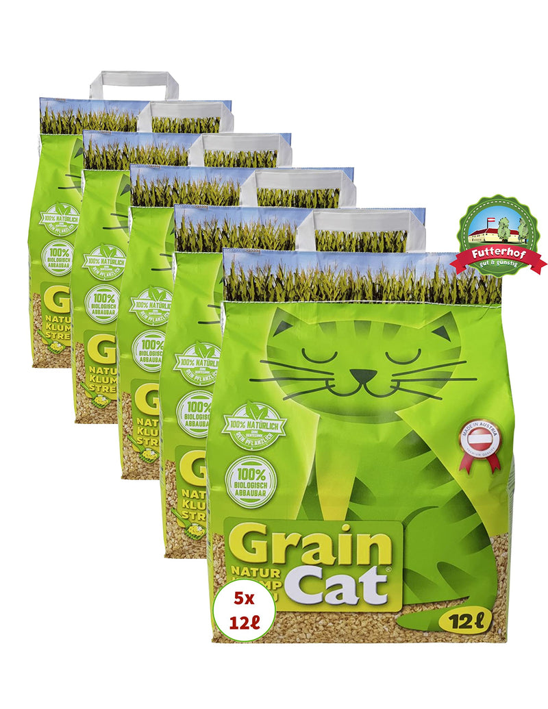 Grain Cat cat litter natural clumping litter 5x12 L = 60 L - PawsPlanet Australia