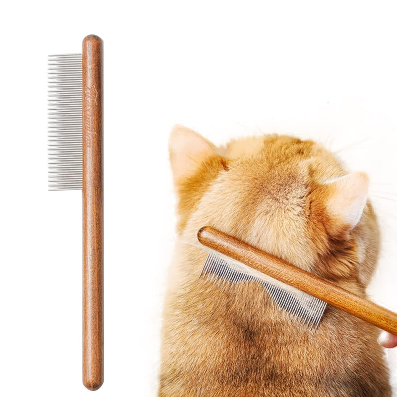 Longbest Long and Short Combs for Cats, Removes Knots and Tangles, Skin-Friendly Pet Combs, Steel Tooth Comb with Wooden Handle for Cats Long and Short Combs for Pets - PawsPlanet Australia