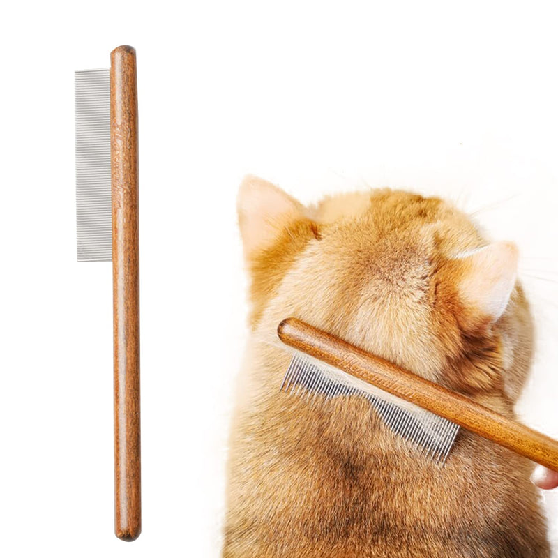 Longbest Combs for Cats and Dogs, Fine Teeth, Removes Knots and Tangles, Skin-Friendly, Pet Combs, Steel Tooth Comb with Wooden Handle for Cats Fine Teeth Comb - PawsPlanet Australia