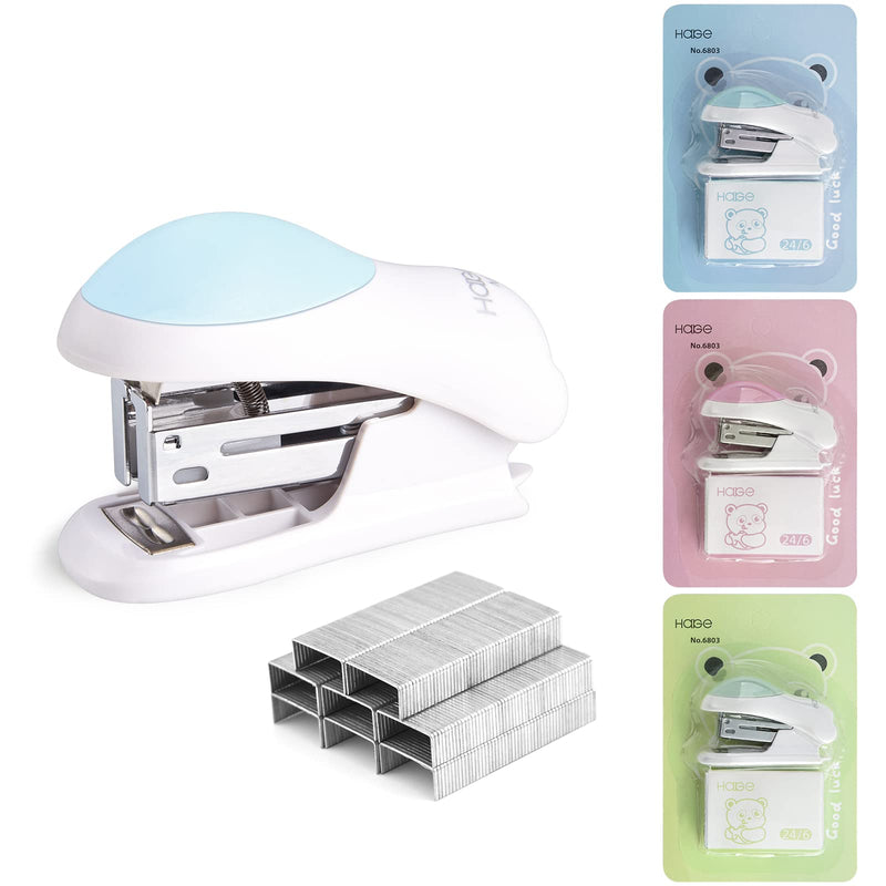NEBURORA Mini Effortless Desktop Stapler with 400 Standard 26/6 Staples, 2-24 Sheet Capacity, Includes Built-in Staple Remover, Mini Cute Stapler for Students, 3 Color Options (Blue) Blue - PawsPlanet Australia