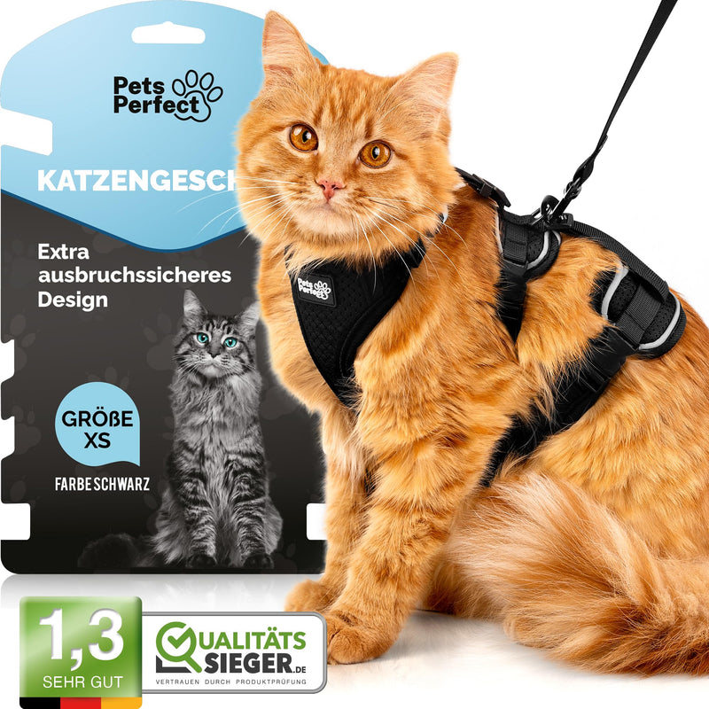Pets Perfect Cat Harness - Extra escape-proof cat harness with leash - Cat leash - Our cat harness set brings safety to your walks (XS) XS - PawsPlanet Australia