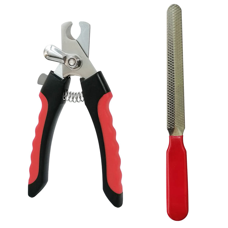 MMSGA nail clippers and nail file for pets, nail clippers for dogs and cats with safety protection to avoid overcutting, safe and easy to use, made of stainless steel (S, red) S - PawsPlanet Australia