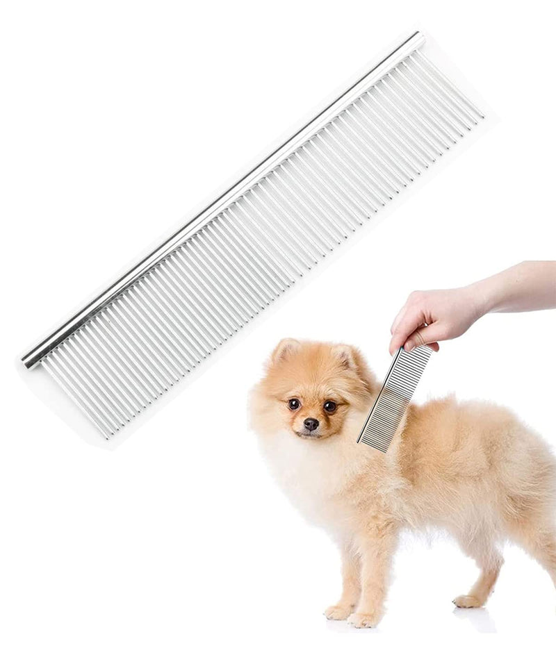Clyhon Stainless Steel Pet Comb Pet Grooming Comb Rounded Teeth Dog Comb for Large, Medium and Small Dogs and Cats with Tangled Short/Long Hair (19 x 4.3 cm) - PawsPlanet Australia