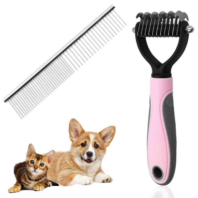 maxin 1 x 2 Sided Pet Undercoat Rake and 1 x Comb for Dogs, Cats, Rabbits, Long Haired Pets and Knots and Detangling Comb for Pet Grooming - PawsPlanet Australia