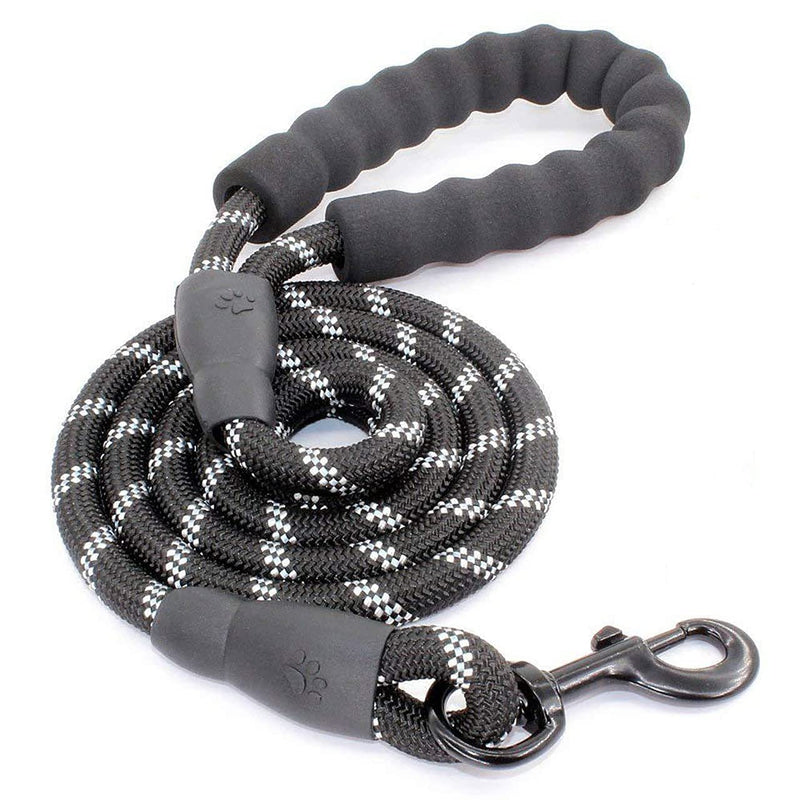 Cutefly dog leash for small medium and large dogs 1.5m up to 150kg with comfortable padded handle & robust reflective nylon for safety for people and dogs, black - PawsPlanet Australia