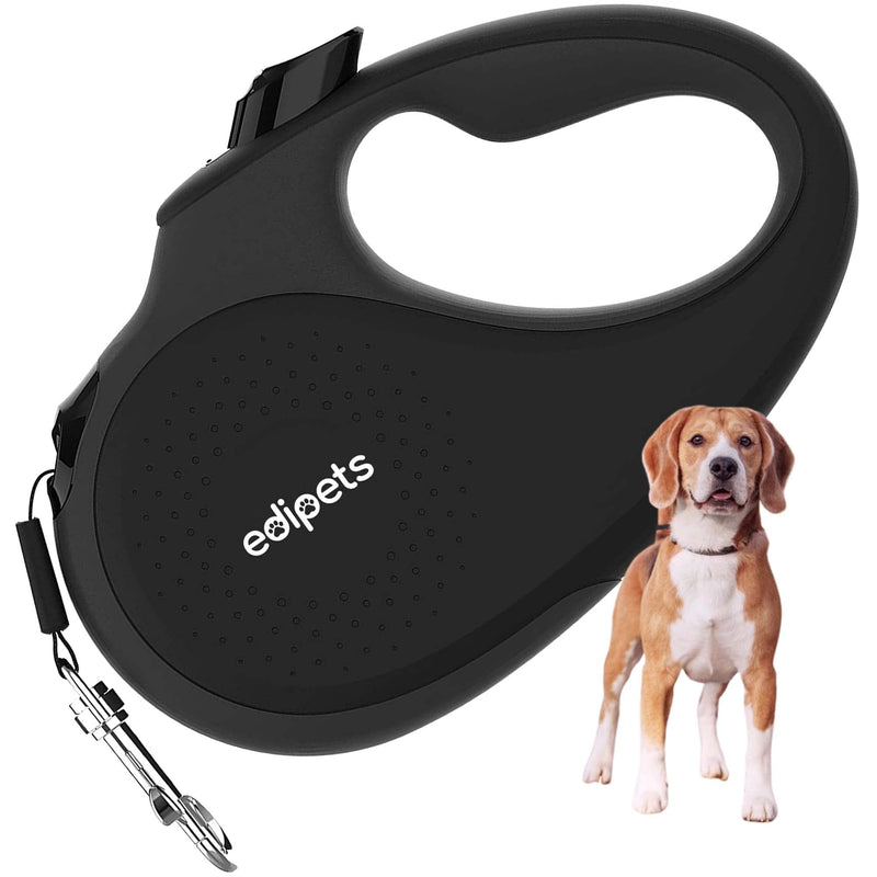 Edipets, Extendable and Retractable Dog Lead, 5 m, 360 Degree Tangle Free Nylon Dog Lead for Small, Medium and Large Dogs (L, Black) L - PawsPlanet Australia