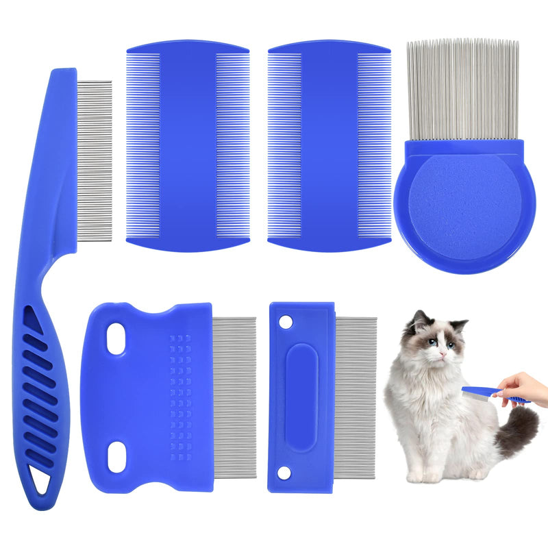 Pack of 6 flea combs for cats and dogs, flea comb for removing fleas, pet comb, lice comb, dust comb, combs for removing fleas, mites, ticks, biting pests, crusts, blue - PawsPlanet Australia