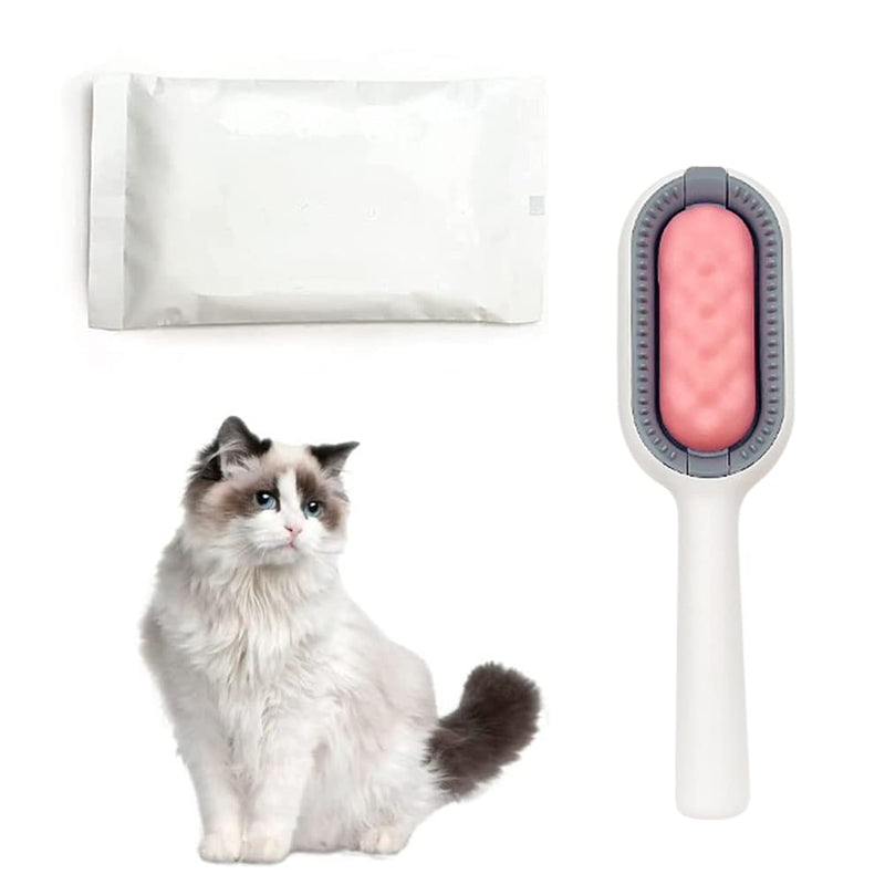 Pet Brush Grooming Comb,Self Cleaning Cat Dog Slicker Brushes with Wet Wipes,Soft Bristles Pet Grooming Brush for Massage and Removal of Loose Hair Tangled Hair rose Long-haired - PawsPlanet Australia