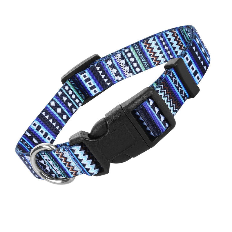 cobee Nylon Bohemian Pattern Dog Collar Adjustable Puppy Collars Ethnic Style Collar Soft Comfortable Pet Collar for Dogs and Cats (Bohemian Blue, Size S) Bohemian Blue, Size S - PawsPlanet Australia