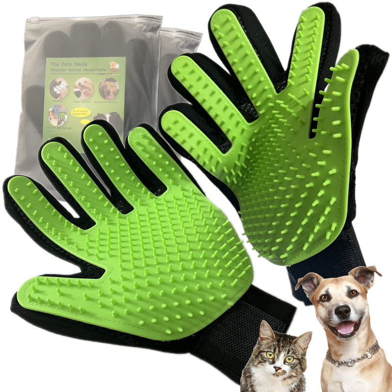 The Pets Smile 1 Pair of Grooming Gloves, Cat Glove, Massage Gloves, Grooming Glove, Dog Glove, Brushing, Hair Removal, Deshedding, Long Hair (Green 1 Pair) Green - PawsPlanet Australia