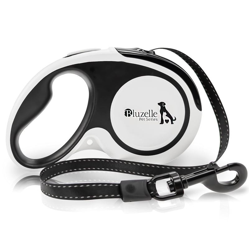 BLUZELLE 5m retractable leash with reflector stripes for medium and large dogs up to 50kg, extendable dog leash with 360° carabiner hook, reliable one-hand brake, nylon strap, ergonomic handle, size: LL - PawsPlanet Australia