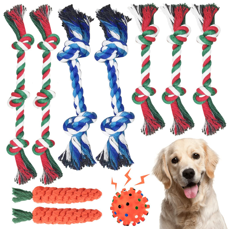 GENPAR dog chew toy, dental training, dog toy rope, puppy toy set, chew toy for small dogs and puppies, 100% natural cotton. (10-piece set) P009 - PawsPlanet Australia