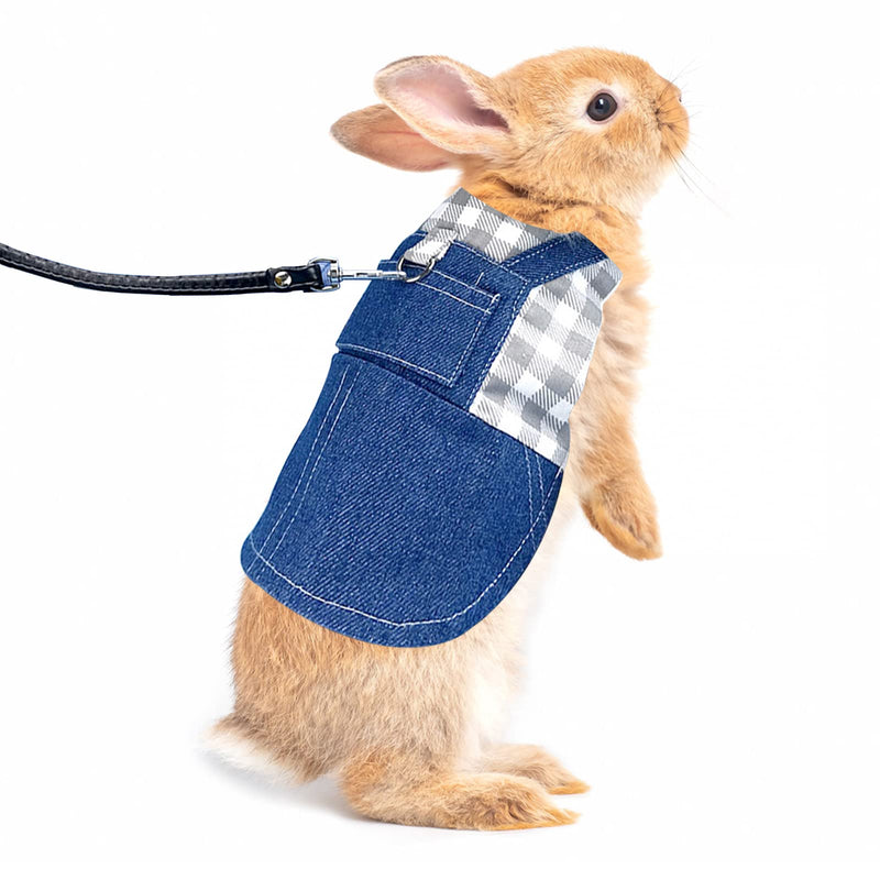 Rabbit Harness and Leash with Elastic Leash Harness Small Animal Harness Soft Harness Clothes for Rabbits Elastic Breathable for Rabbits, Ferrets, Guinea Pigs, Hamsters (Grey, S) Grey, S - PawsPlanet Australia