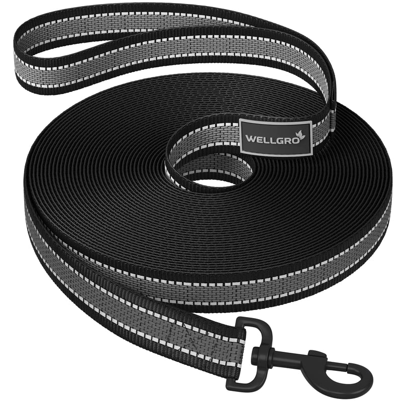 WELLGRO drag leash for dogs with hand strap 3m / 5m / 10m / 15m / 20m / 25m / 30m dog leash robust nylon anti-slip reflective metal carabiner training leash, sizes: 3 meters 3 meters - PawsPlanet Australia