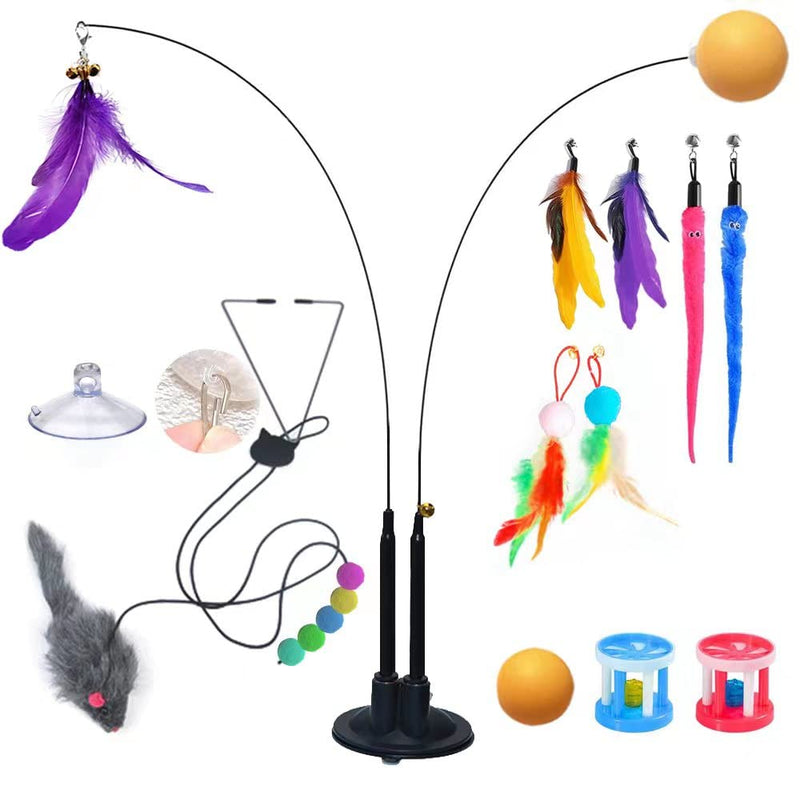 Yang Xin.Style Interactive Cat Toy Angel with Feathers Feather Intelligence Toy for Cats Feather Toy for Kittens with Suction Cups Rope Mouse Swing with Own Door Frame - PawsPlanet Australia