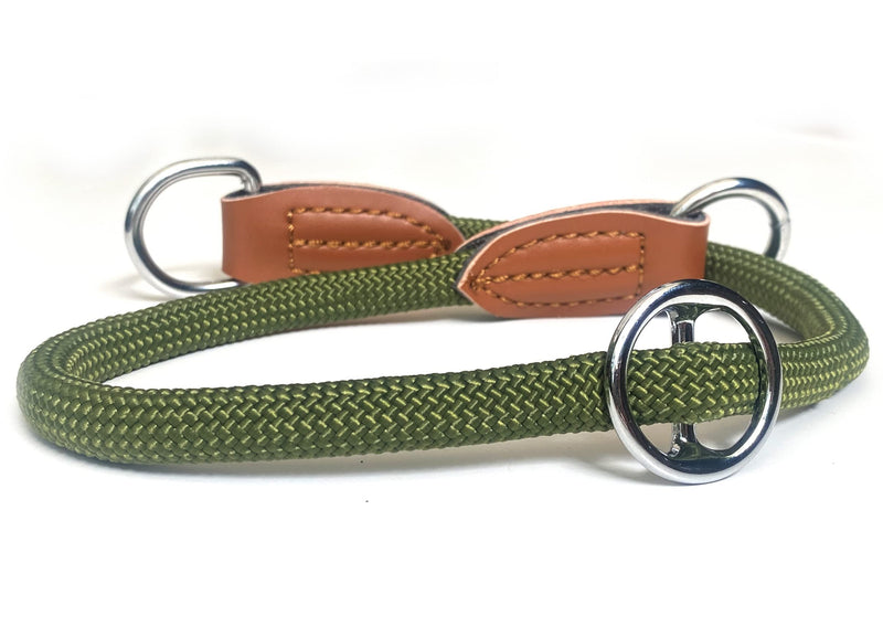 Quiet Green Dog Collar Paracord Adjustable | Nylon dog collar | Model Devon | Olive green | Size L - PawsPlanet Australia