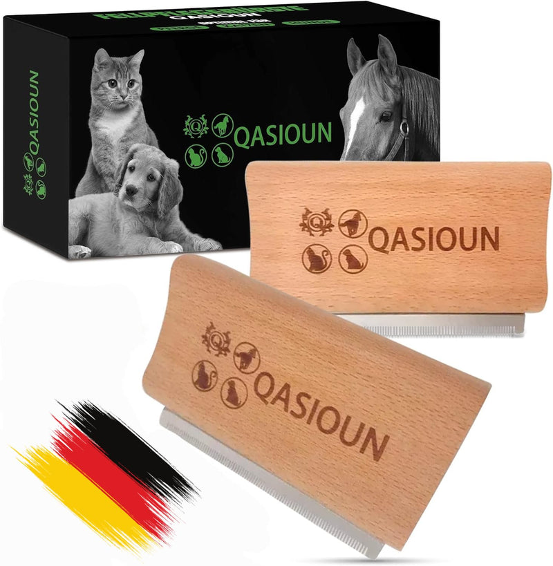 QASIOUN 2X Pet Grooming Brush - Deshedding Pet Grooming Brush for Dogs and Cats - Pet Hair Remover for Long-Haired, Medium- and Short-Haired Pets - Effective Removal of Undercoat - PawsPlanet Australia