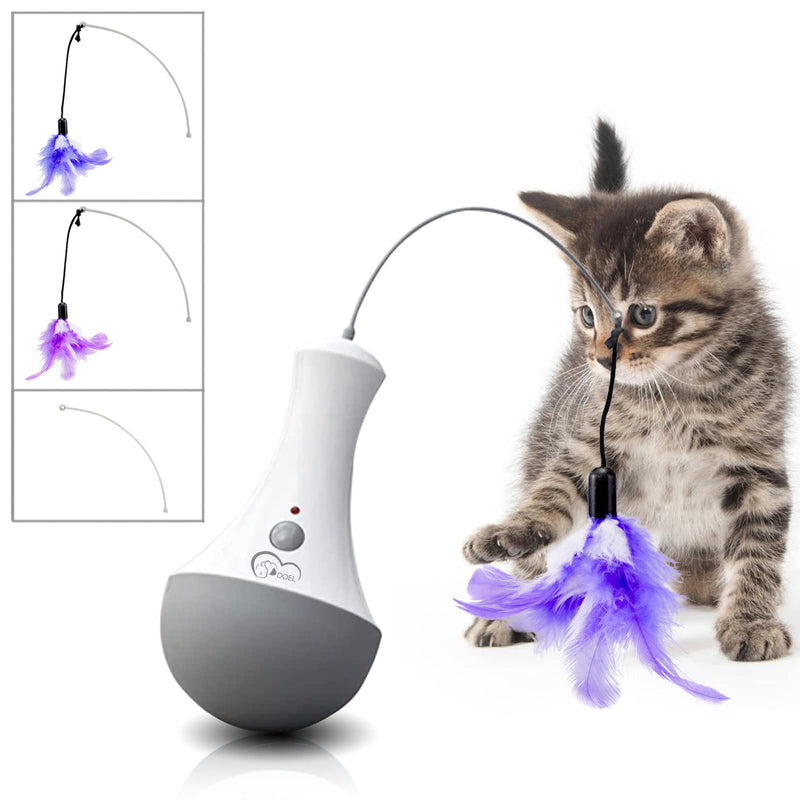 DOEL Interactive Cat Toy with Indoor Cat Feather, Cat Toy Electric Cat Toy Intelligence, Tumbler Cat Toy for Battery Operated as Cat Gifts... - PawsPlanet Australia