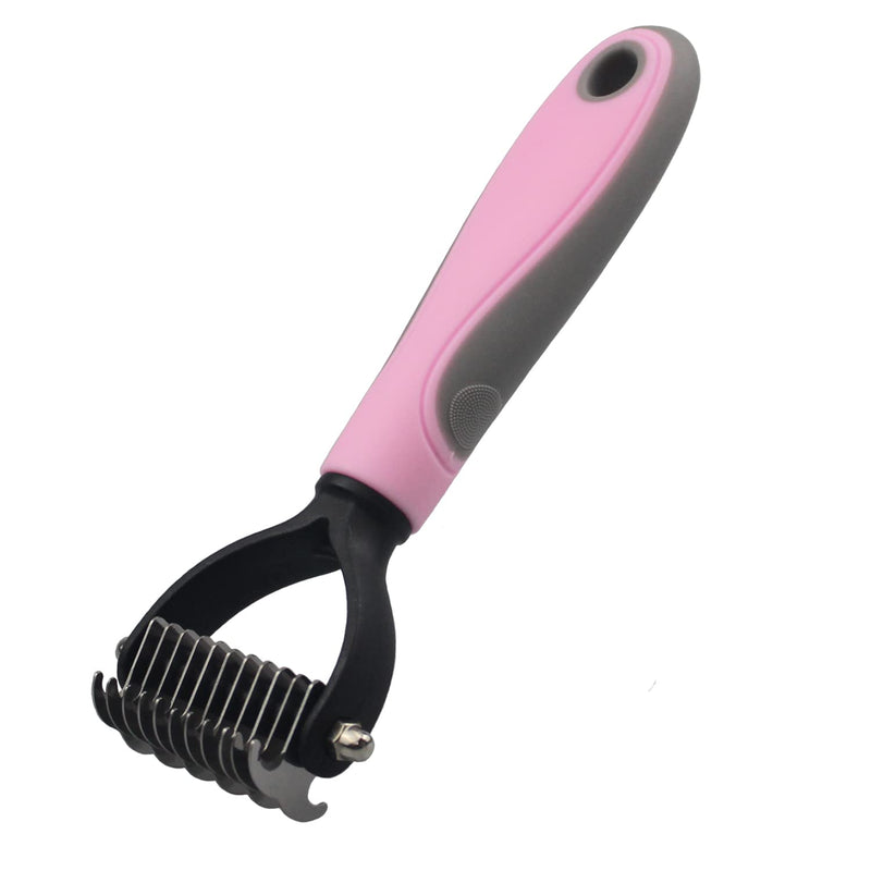 Dog brush, cat brush for long hair and short hair undercoat, double-sided stainless steel undercoat brush, removes floating hair and prevents knots for small to large dogs and cats, S, pink pink-S - PawsPlanet Australia