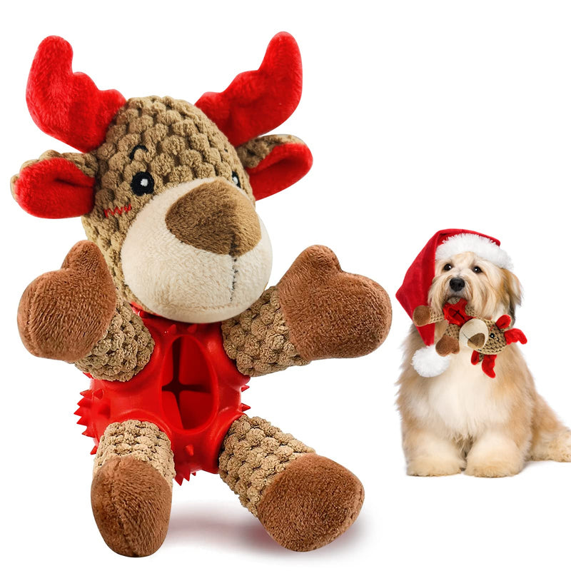 Chew toy for dogs, Christmas toy for dogs, squeak toy dog with cattle scent, interactive natural rubber dog toy for small and medium dogs, aggressive chewing Christmas moose - PawsPlanet Australia