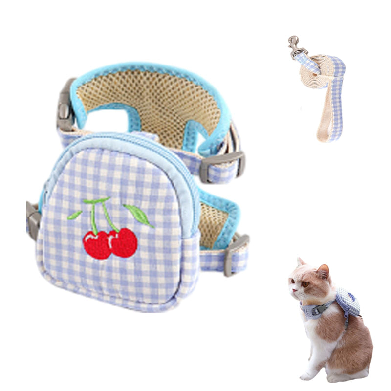 Cat leash, cat harness with pull rope, cat harness with leash, escape-proof, controllable and adjustable pull rope for kittens and puppies, blue M - PawsPlanet Australia