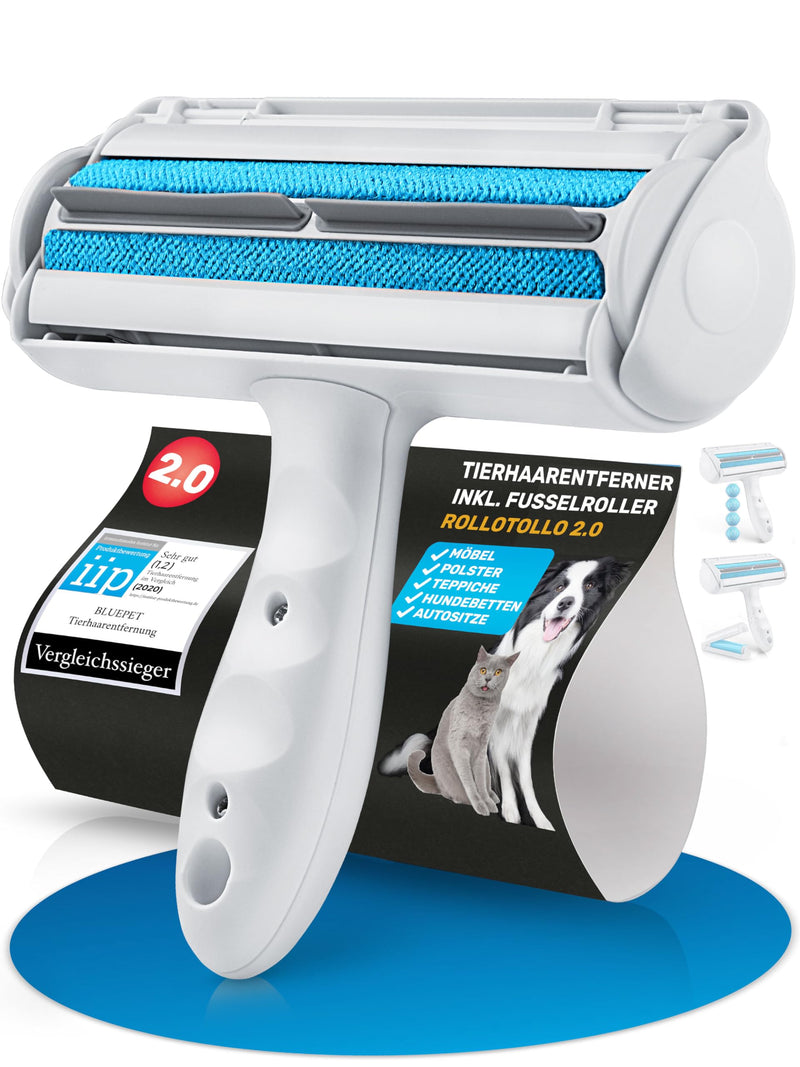 BluePet RolloTollo 2.0 Self-Cleaning Lint Roller - Pet Hair Remover for Pet Hair, Removal of Pet Hair from Sofa, Bed & Furniture, Lint Brush Dog Hair & Cat Hair - PawsPlanet Australia