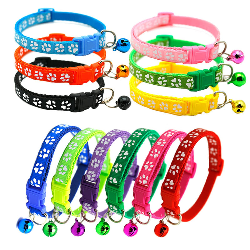 Pack of 12 cat collars, safety clasp, cat collars with bells, reflective cat collars, colorful cat collars, adjustable cat collar, for cats and puppies, rabbits - PawsPlanet Australia