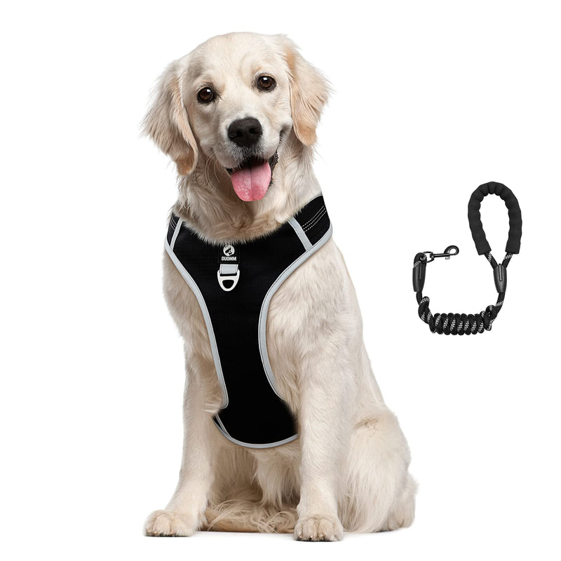 JUPSK Dog Harness for Large Dogs with Leash,Reduce Pressure Dog Vest with Handle,Adjustable Belt, Reflective Strap,Suitable for Outdoor Walking XL BLACK - PawsPlanet Australia