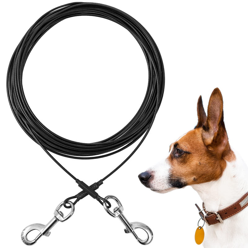 Mi Metty Dog Cable Tie-Out 10ft (3M) Chew-Proof Dog Leads for the Garden, Dog Lead for Large Dogs up to 253lbs, Dog Runner Tether Line for Outdoor Black 10ft (3M) - PawsPlanet Australia
