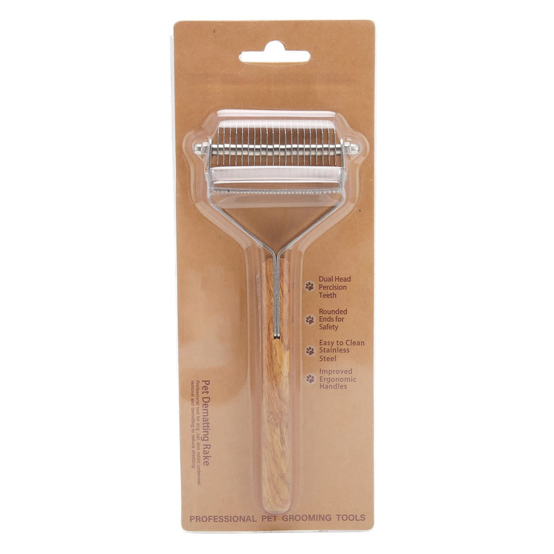Alvinlite Pet Grooming Brush Undercoat Rake for Deshedding 2 in 1 Dematting Comb Grooming Rake Brush for Dog and Cat Deshedding Brush Pet Grooming Tool for Long Medium Hair - PawsPlanet Australia