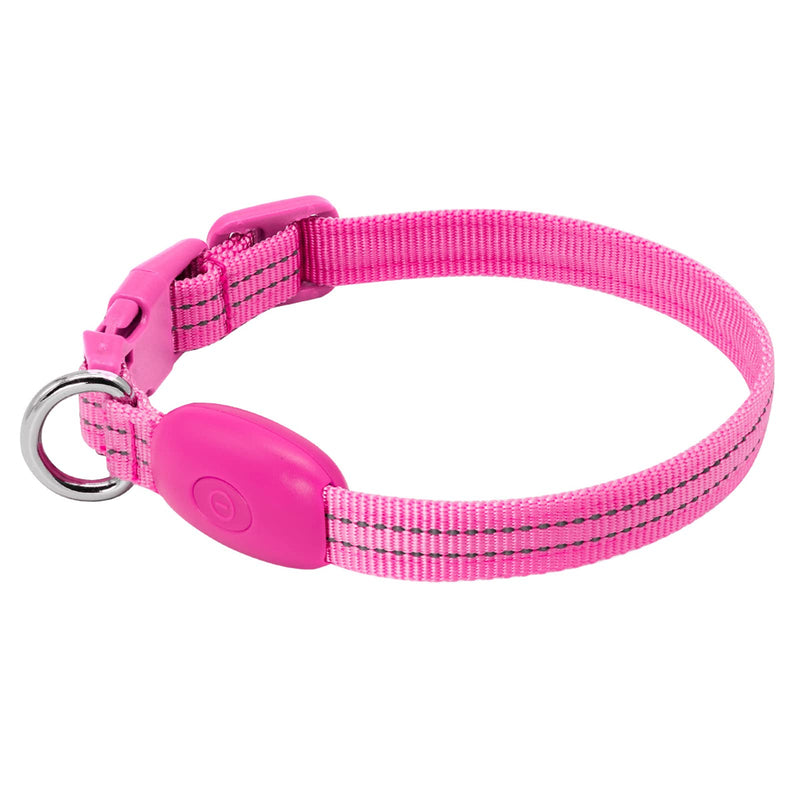 KOSKILL Luminous Dog Collar Rechargeable USB LED Dog Collar Waterproof Luminous Dog Collar Adjustable Super Bright for Small Dogs (Pink, S) Pink S - PawsPlanet Australia